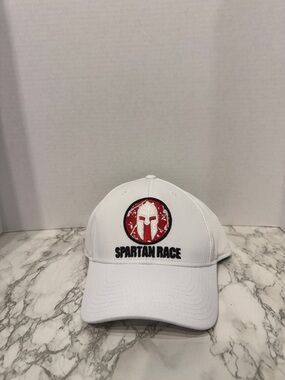 Unisex Reebok White Spartan Race Baseball Cap w/ Red Logo sz L / XL